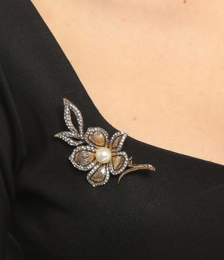 Yaka İğnesi Broş İnci Taşlı Elmas Montür Yaka İğnesi Broş Sevgiliye Hediye