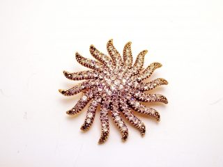 Aşina Gümüş Elmas Montür Swarovski Taşlı Güneş Broş Sevgiliye Hediye