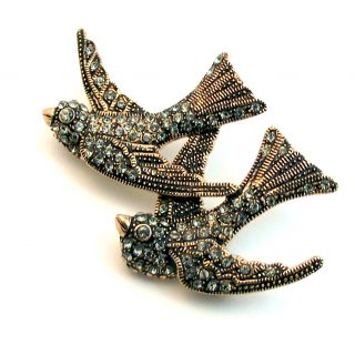 Aşina Gümüş - Elmas Montür Kuş Broş Sevgiliye Hediye