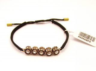 5'li Suyolu Elmas Montür Siyah Makrome Bileklik Sevgiliye Hediye