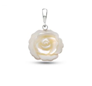 Aşina Gümüş Sedef Taşlı Gül Kolye Ucu 925 Ayar Gümüş